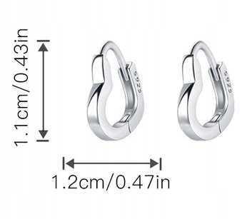 KOLCZYKI Srebrne PRÓBA 925 Serca SREBRO Angielskie Zapiecie Damskie