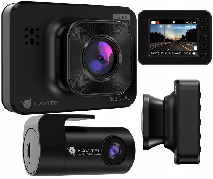 Wideorejestrator kamera samochodowa Navitel RC2 Dual Przód tył Full HD 2"