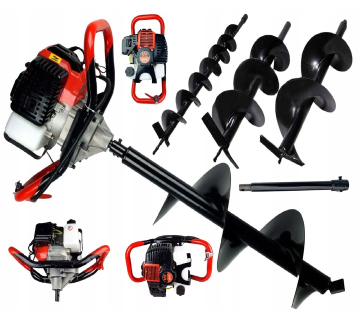 Wiertnica spalinowa ŚWIDER SPALINOWY + 3 wiertła 10/20/30cm przedłużka