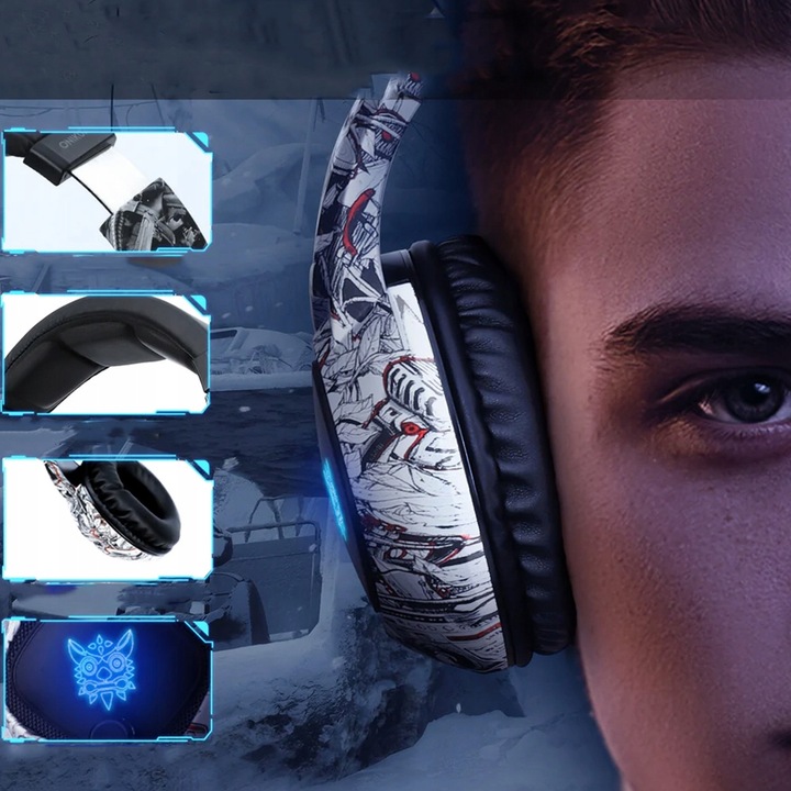 ONIKUMA K19 CAMO SŁUCHAWKI GAMINGOWE NAUSZNE PRZEWODOWE Z MIKROFONEM RGB