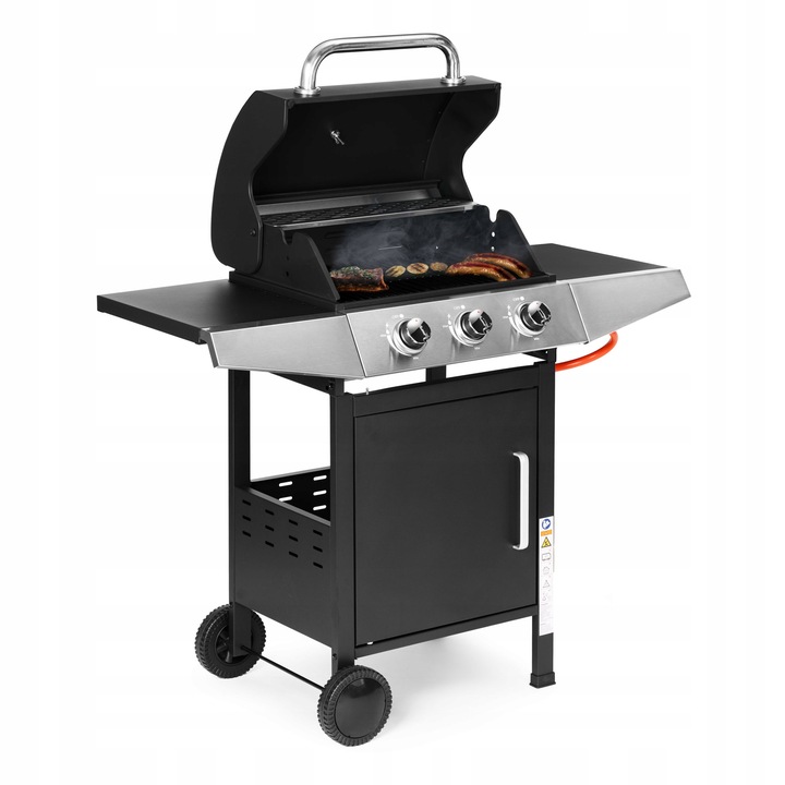 Grill gazowy ogrodowy 10.2 kW duży ruszt 3 palniki termometr reduktor Multi