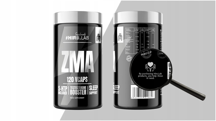 HIRO.LAB ZMA 120 vcaps. - Cynk + Magnez + Witamina B6 + 5HTP + Melatonina