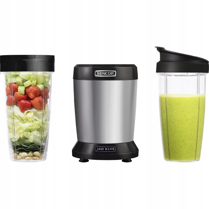 Nutri blender kielichowy 1000W 2 BUTELKI 800ml/1L srebrny Sencor SNB4302SS