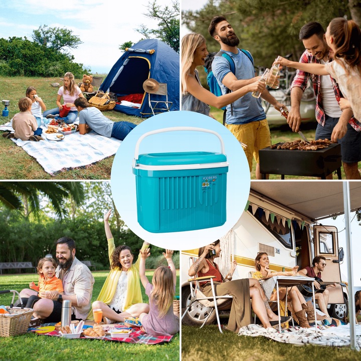 DUŻA LODÓWKA TURYSTYCZNA 42L na WKŁADY MROŻĄCE do AUTA kemping PODRÓŻY