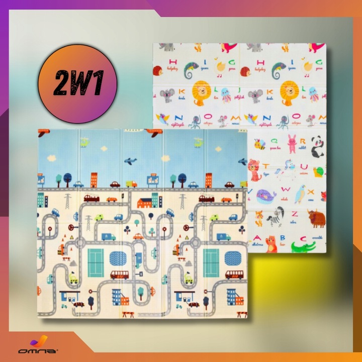 Piankowa dwustronna mata edukacyjna xpe dla dzieci duża składana 200x180cm