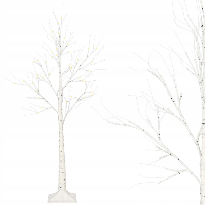 BRZOZA 48LED DRZEWKO ŚWIĄTECZNE OZDOBNE ŚWIECĄCE LAMPKI BIAŁE CIEPŁE 120cm