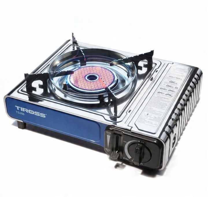 KUCHENKA TURYSTYCZNA TIROSS TS-266 SREBRNA 1650 W + 4 x BUTLE GAZOWE TS700