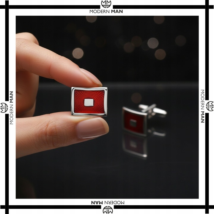 SPINKI DO MANKIETÓW MĘSKIE CZERWONE IDEALNY PREZENT DLA NIEGO