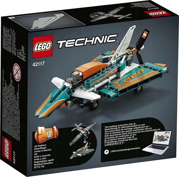 LEGO TECHNIC 42117 SAMOLOT WYŚCIGOWY LUB KASKADERSKI LOTNISKO 2w1