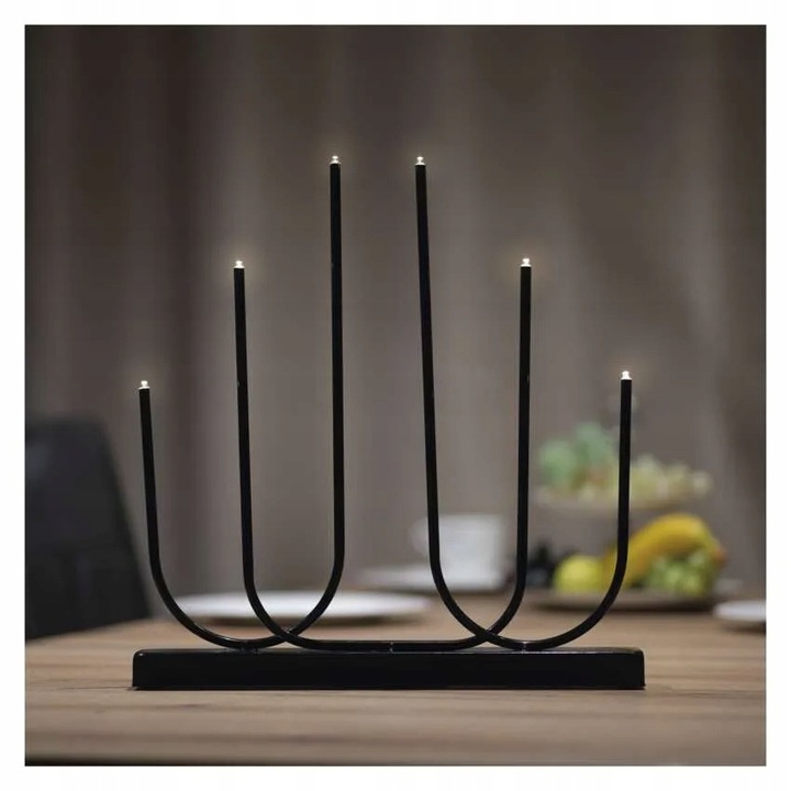 Świecznik świąteczny 6 LED 40 cm 2x AA metal ciepła biel IP20 timer EMOS