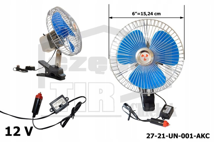 WIATRAK WENTYLATOR SAMOCHODOWY 12V Z KLIPSEM 6CALI