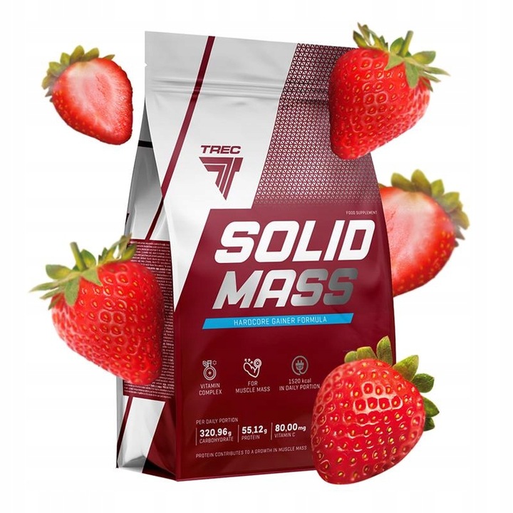 BIAŁKO GAINER TREC SOLID MASS 1000 g ODŻYWKA MASA PROTEINY WĘGLOWODANY 1 kg