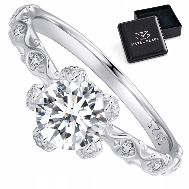 PM1214 Srebrny pierścionek R14 Moissanit 1,0 ct srebro 925
