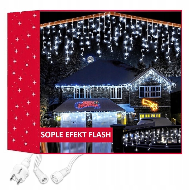 Sople FLASH BIAŁY Zimny 300 LED + ZIMNY FLASH
