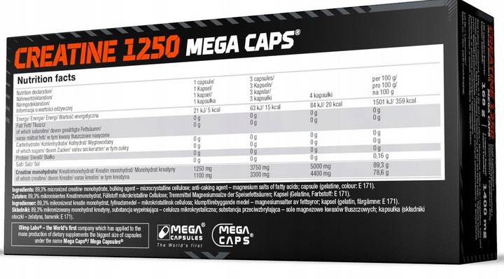 OLIMP CREATINE MEGA CAPS 2x120kaps KREATYNA MONOHYDRAT MONO