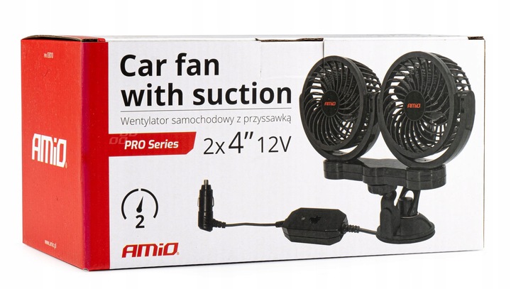 Wentylator samochodowy z przyssawką 2x4 cale 12V