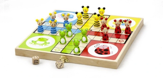 DREWNIANA GRA PLANSZOWA LUDO CHIŃCZYK FIGURKI FAMILIJNA RODZINNA