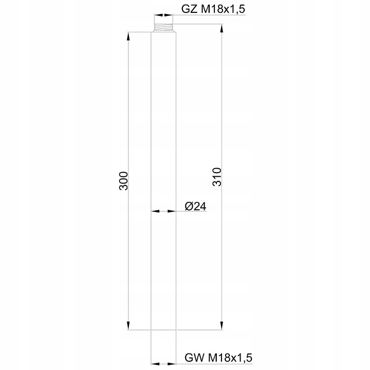 Przedłużka do Deszczownicy Rurka do Deszczowni 30 cm Invena Chrom
