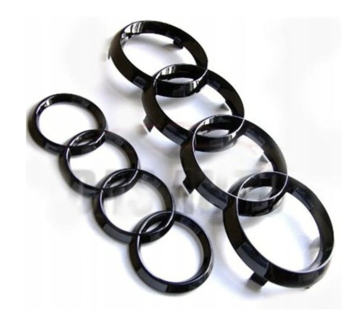 EMBLEMAT ZNACZEK AUDI KOMPLET CZARNY POŁYSK 273mm+200mm