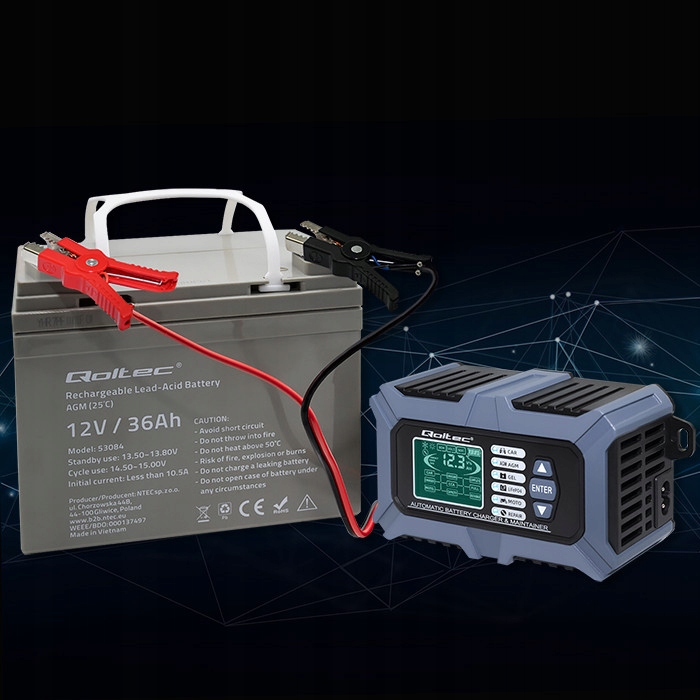 Cyfrowy tester miernik baterii z ładowarką 6A 12V 24V z funkcją naprawy