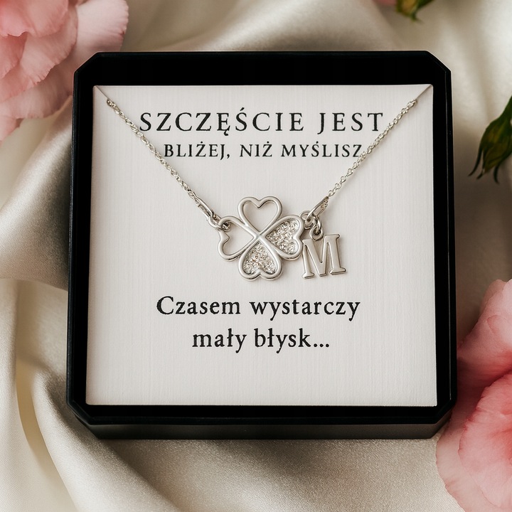 Naszyjnik srebrny z cyrkoniami KONICZYNKA LITERKA łańcuszek srebro 925