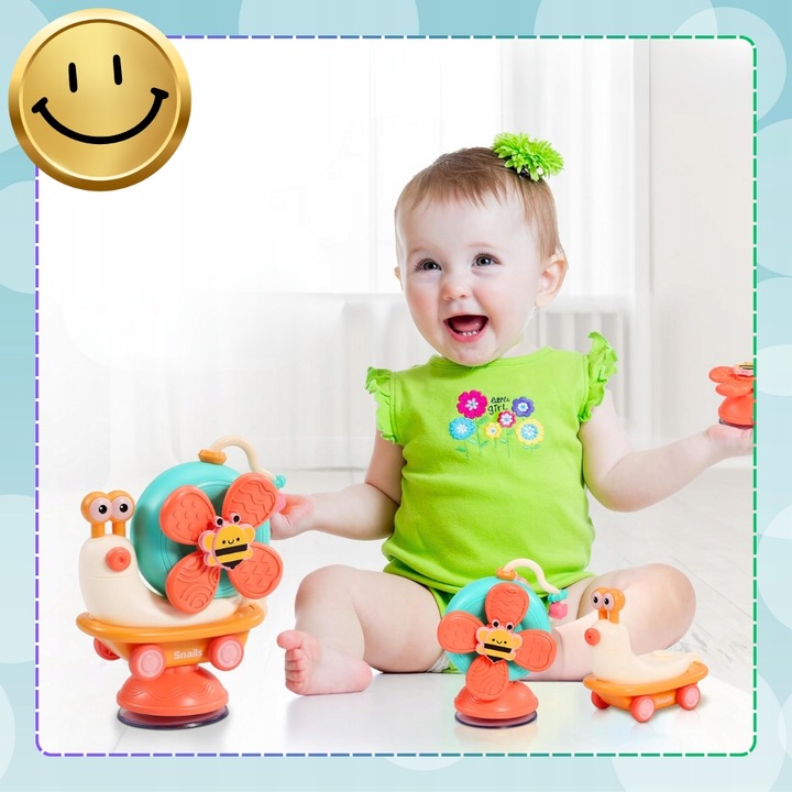 ŚLIMAK JEŻDZĄCY SENSORYCZNY DLA DZIECI ZABAWKA SPINNER DO KĄPIELI WIATRAK