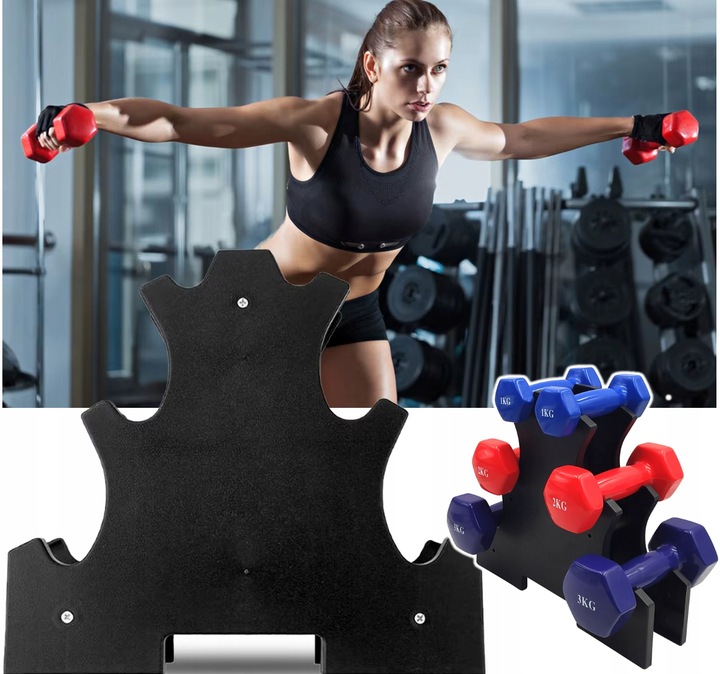 ZESTAW HANTLI DO ĆWICZEŃ HANTLE HANTELKI CIĘŻARKI FITNESS 6szt 12kg STOJAK