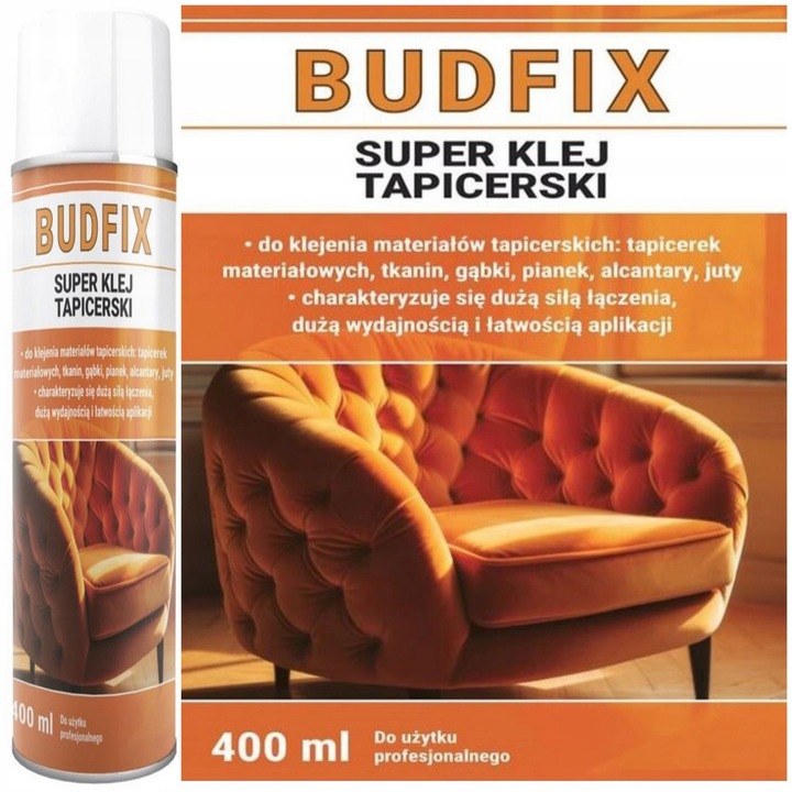 KLEJ TAPICERSKI w sprayu TAPICER do tapicerki tapicerowania 3x 400ml Budfix