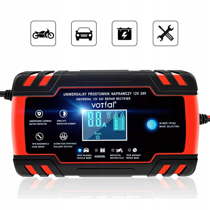 ŁADOWARKA PROSTOWNIK DO AKUMULATORA 12/24V AGM ŻEL
