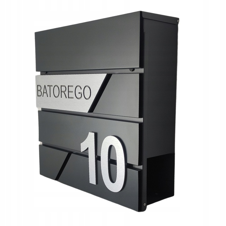 SKRZYNKA POCZTOWA NA LISTY Z ADRESEM NUMER DOMU WZORY DUŻA CZARNA RAL 9005