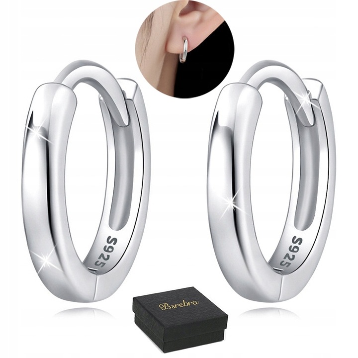 Kolczyki Srebrne PRÓBA 925 KOŁA OBRĘCZE SREBRO Proste KÓŁKA