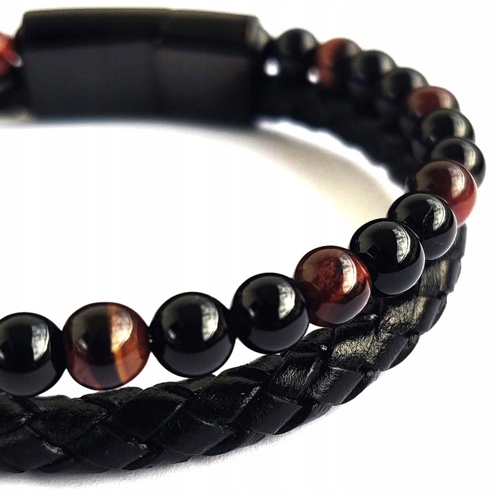 Bransoletka męska skórzana REGULOWANA Z TYGRYSIM OKIEM PREZENT Versatile