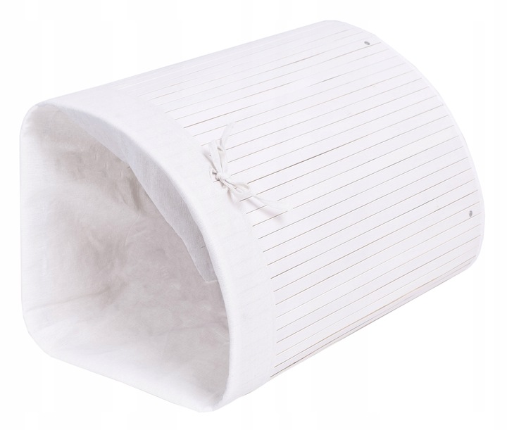 KOSZ POJEMNIK NA PRANIE BIELIZNĘ BAMBUSOWY NAROŻNY BIAŁY ŁAZIENKOWY 60L