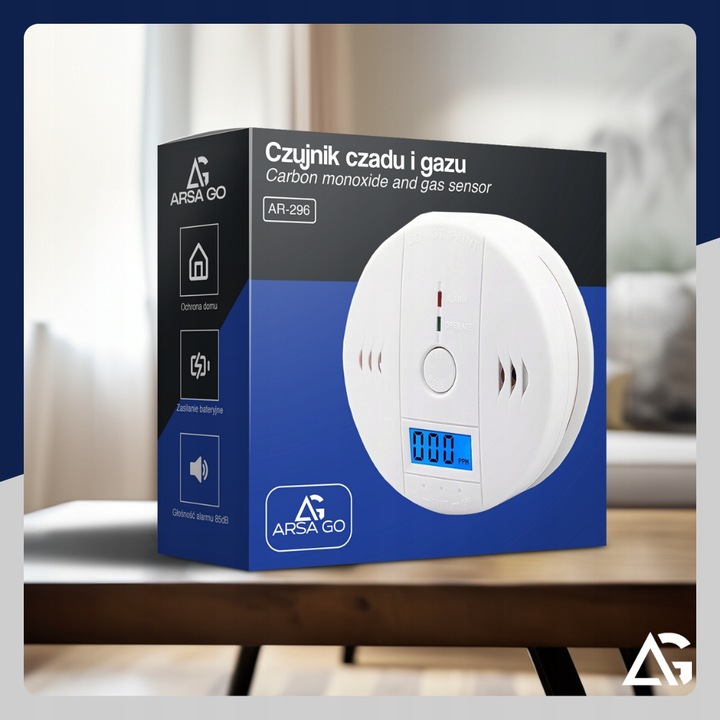 CZUJNIK CZADU GAZU WYKRYWACZ DETEKTOR TLENKU WĘGLA BEZPRZEWODOWY LCD ALARM