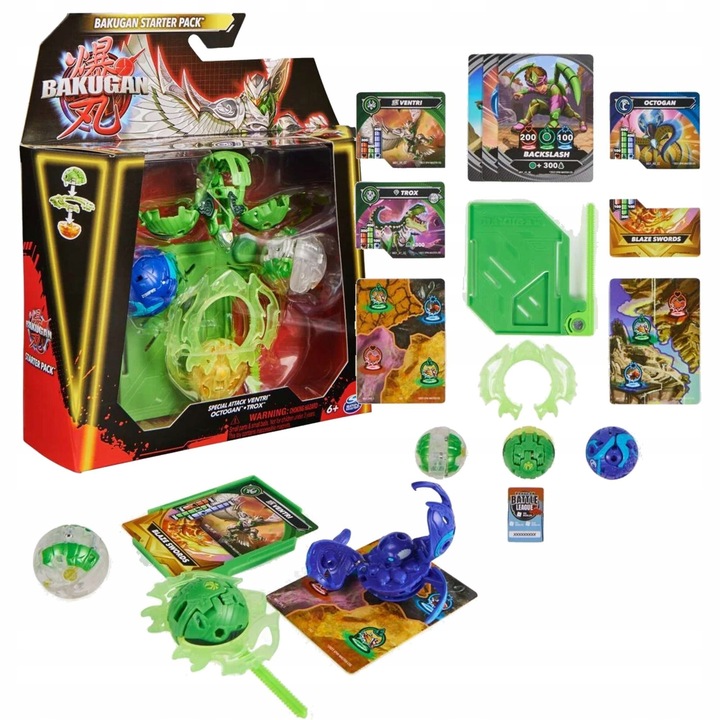 BAKUGAN ZESTAW STARTOWY SPECIAL ATTACK VENTRI OCTAGON TROX 3 FIGURKI
