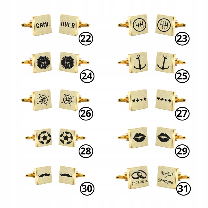 Spinki do mankietów koszuli z własną grafiką tekstem z grawerem na prezent