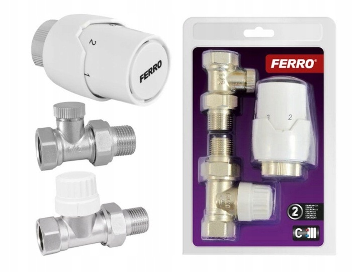 ZESTAW TERMOSTATYCZNY FERRO GŁOWICA+ZAWORY PROSTY ZTM20