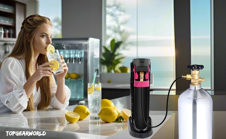 W21.8 PRZETOCZKA ADAPTER ZE STALOWYM WĘŻEM DO SODASTREAM QUICK CONNECT CO2