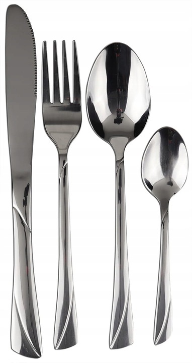 SZTUĆCE ZESTAW NA 12 OSÓB KOMPLET 72 elementy SREBRNE SZTUĆCÓW STALOWYCH