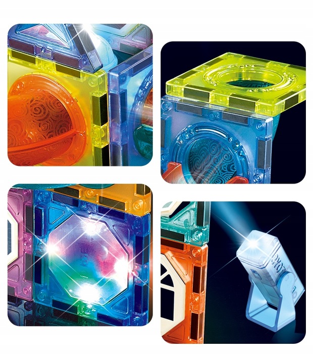 KLOCKI MAGNETYCZNE KONSTRUKCYJNE ŚWIECĄCY KULODROM TOR EDUKACYJNE PANELE 75