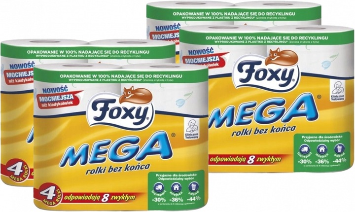 Papier toaletowy FOXY MEGA DŁUGI 4 rolki x4