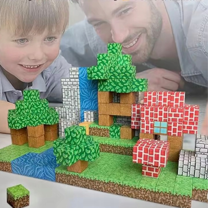 KLOCKI MAGNETYCZNE KLOCKI SZEŚCIANY 100 KLOCKÓW + 1 LUDZIK KLOCKI PIKSELE