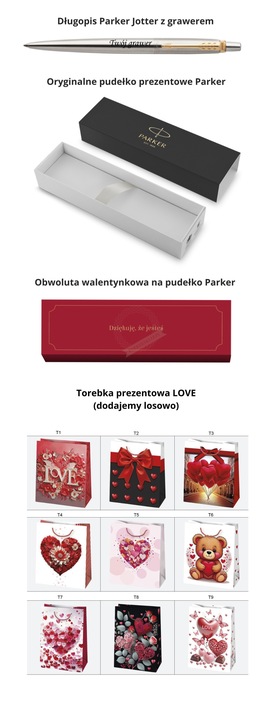 Długopis Parker Jotter Stal Matowa GT z grawerem - prezent na Walentynki