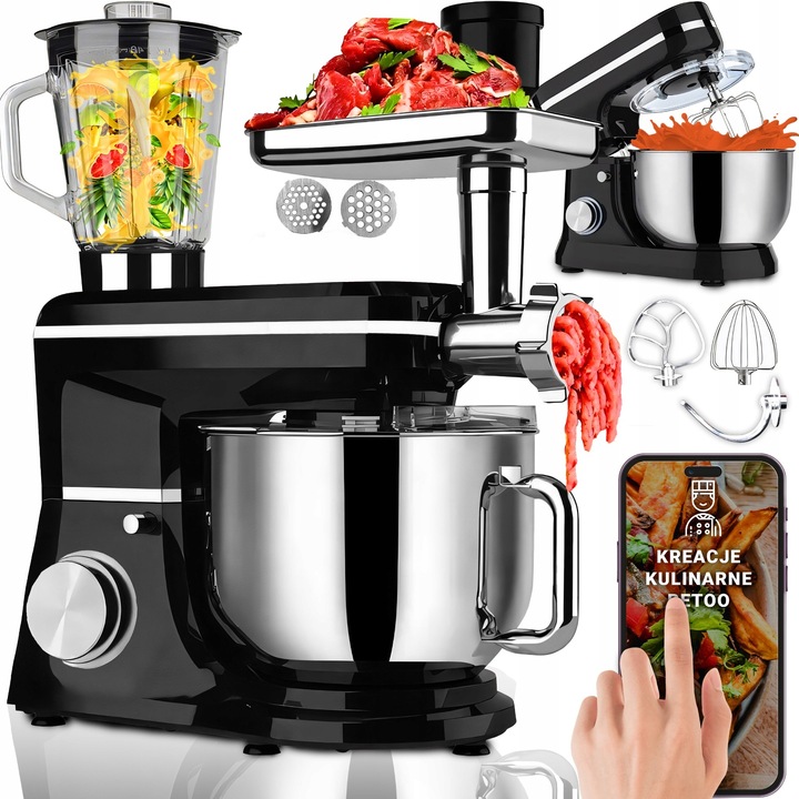 ROBOT KUCHENNY PLANETARNY Z MISĄ BLENDER MASZYNKA DO MIĘSA MIKSER 5w1 3200W