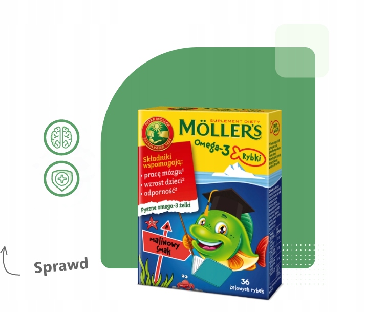 3x Möller's Omega-3 RYBKI mix SMAKÓW żelki 36szt ODPORNOŚĆ dla dzieci TRAN