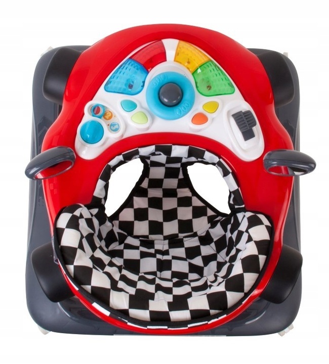 Interaktywny chodzik dla dzieci wyścigówka czerwono czarny