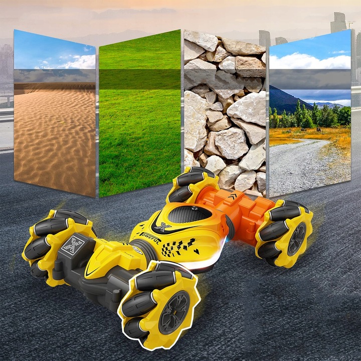 RC SAMOCHÓD KASKADERSKI ZE STEROWANIEM RĘCZNYM 2,4 GHZ OBRÓT O 360° + 2 AKU