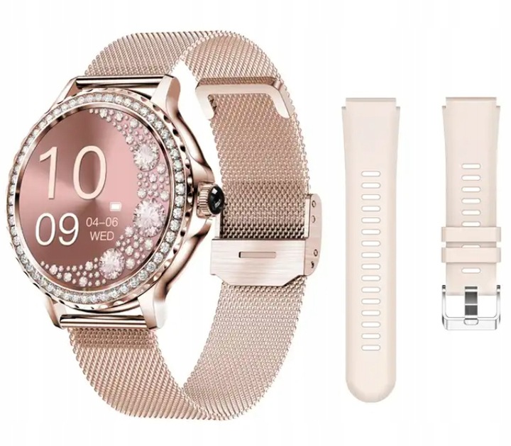 SMARTWATCH ELEGANCKI ZEGAREK DAMSKI POLSKIE MENU 2 paski