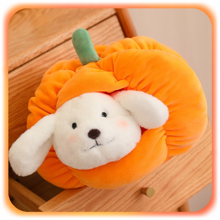 MASKOTKA PIESEK W DOMKU Z DYNI Pluszowy Pies PLUSZAK 2w1 dla dzieci 25 cm