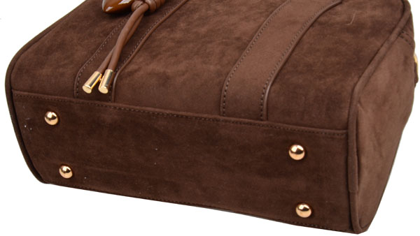 FLORA&CO TOREBKA kuferek do ręki PASEK CZEKOLADA zamsz WIZYTOWA